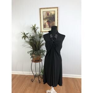 C. Graffitti Woman Black Halter Neckline Dress 2X Boho Resort Wear Fairy Core